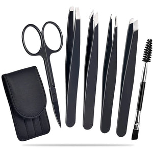 6-Pack Professional Stainless Steel Tweezers Set: Precision Eyebrow Tools - Secret Shopping Club