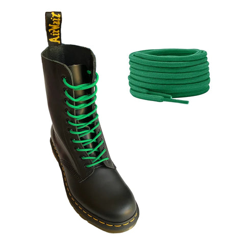 Runde grüne Schnürsenkel für Dr. Martens mit 10 Ösen