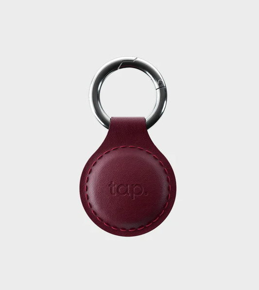 Tap NFC Keychain - Share Everything With A Tap - Handmade Natural Leather - Burgundy