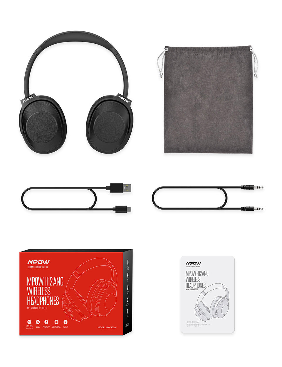 Mpow H12 Hybrid Noise Cancelling Headphones Long Battery 30H Bl – Smartkoshk Stores