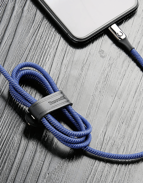 C-shaped By Baseus Light Intelligent Power-off Cable For iPhone Blue