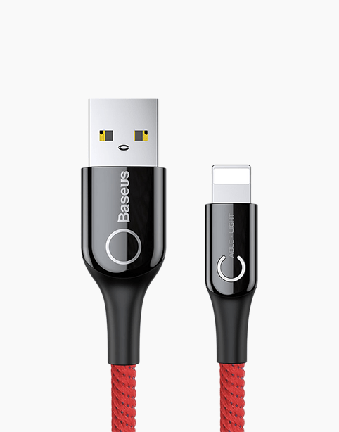 C-shaped By Baseus Light Intelligent Power-off Cable For iPhone Red