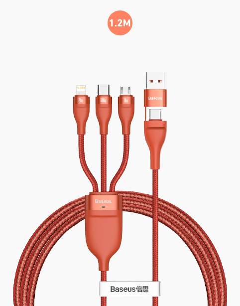 Baseus Flash Series 2 in 3 Fast Cable U+C to M+L+C 100W 1.2m Orange