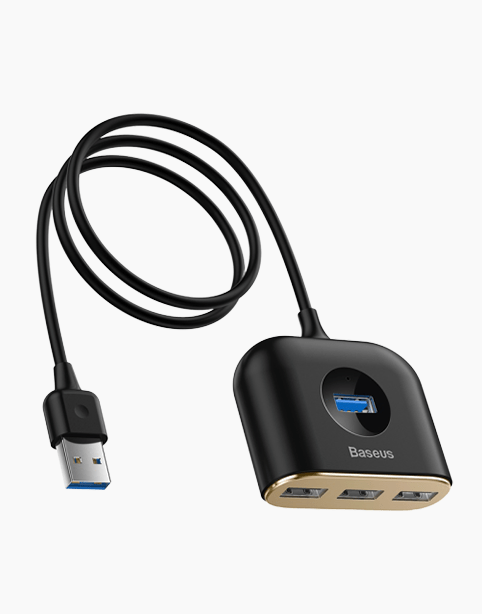 Baseus Square Round HUB USB3.0 To USB3*1+USB2*3+ Micro 1m Black