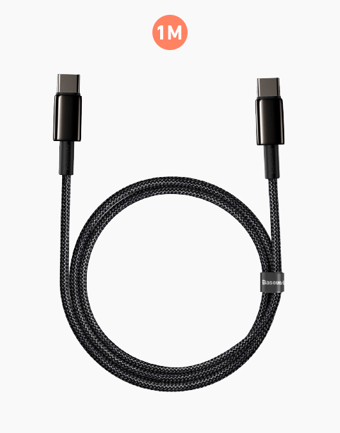 Baseus Tungsten Gold PD Fast Charging Cable Type-C to C 100W 1m - Black
