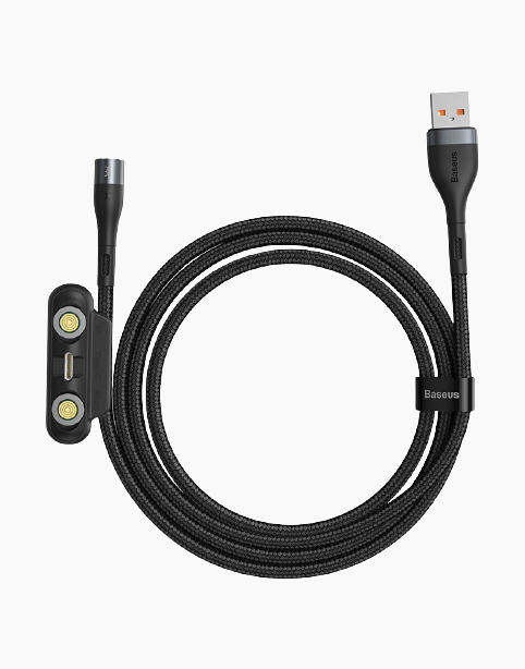 Baseus Zinc Magnetic 3 in 1 Safe Fast 3A Charging Data Cable 1m - Black