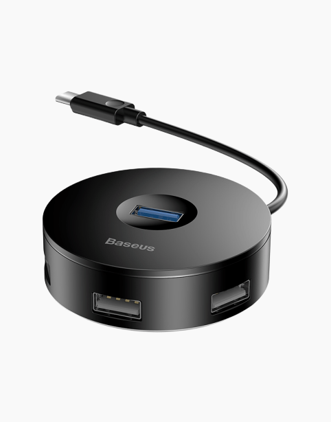 Baseus Round Box HUB Type C To 4*USB Ports + Micro Power Port Black