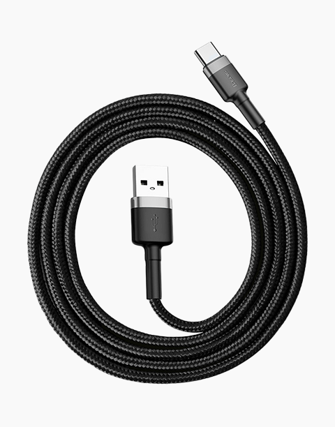 Cafule By Baseus Anti-Cut Cable, USB For Type-C QC 3.0 1M Black/Gray