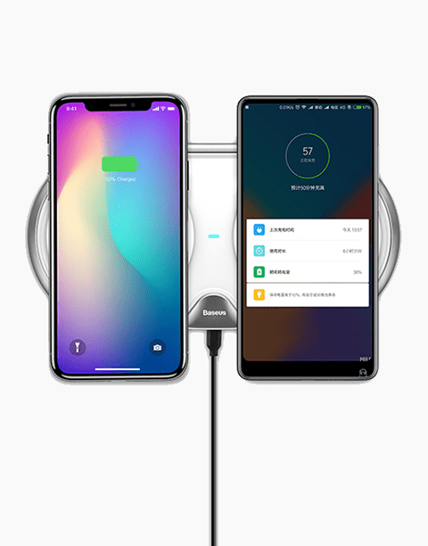 Dual Seat Qi Wireless Charger By Baseus ( Fast Charging Wireless ) Black