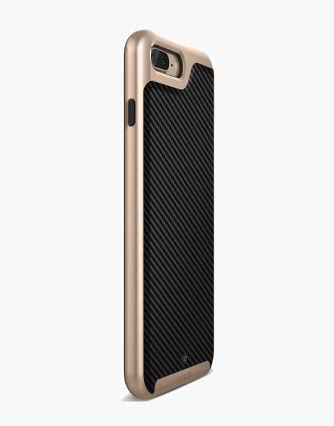 iPhone 7 Plus Caseology Envoy Classic Rich Texture PU Leather Carbon Fiber Black / Gold