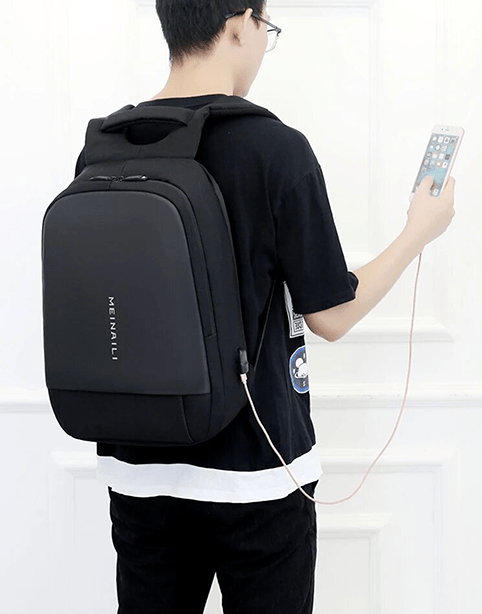 MEINAILI 1801 Laptop Backpack -15.6 Inch – USB Charging Port Black