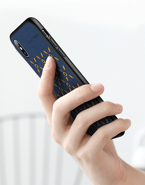 Origin Series By Rock Slim Leather Case for iPhone Xs Max Navy