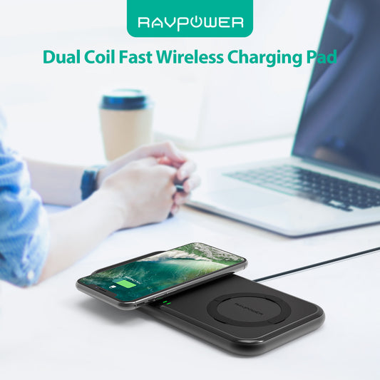 Ravpower PC065 Dual Fast Wireless Charger - Black