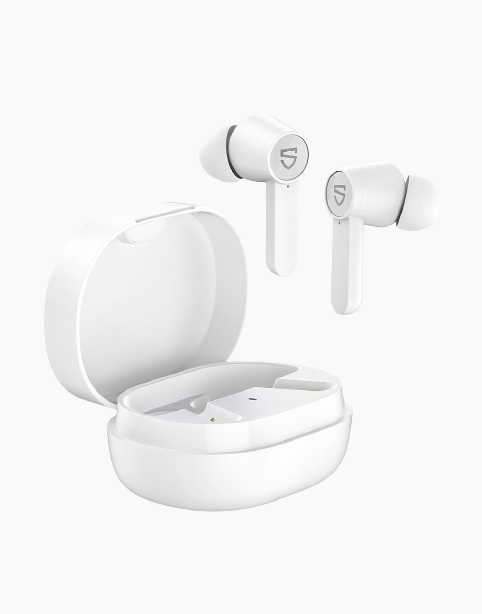 SoundPEATS Q TWS Earbuds, 4 Mics, Wireless Charging, Touch Control - White