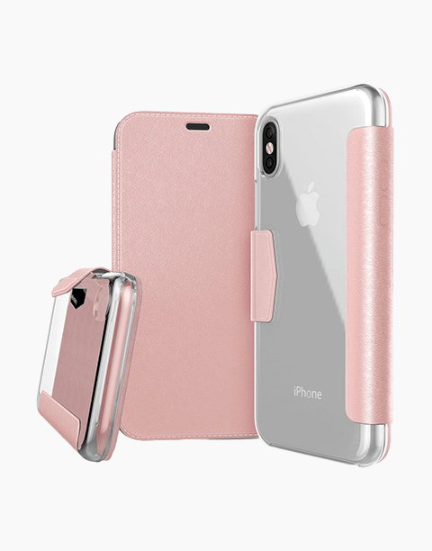 Engage Folio By Xdoria For iPhone X Leather Wallet Case with a magnetic latch – Rose