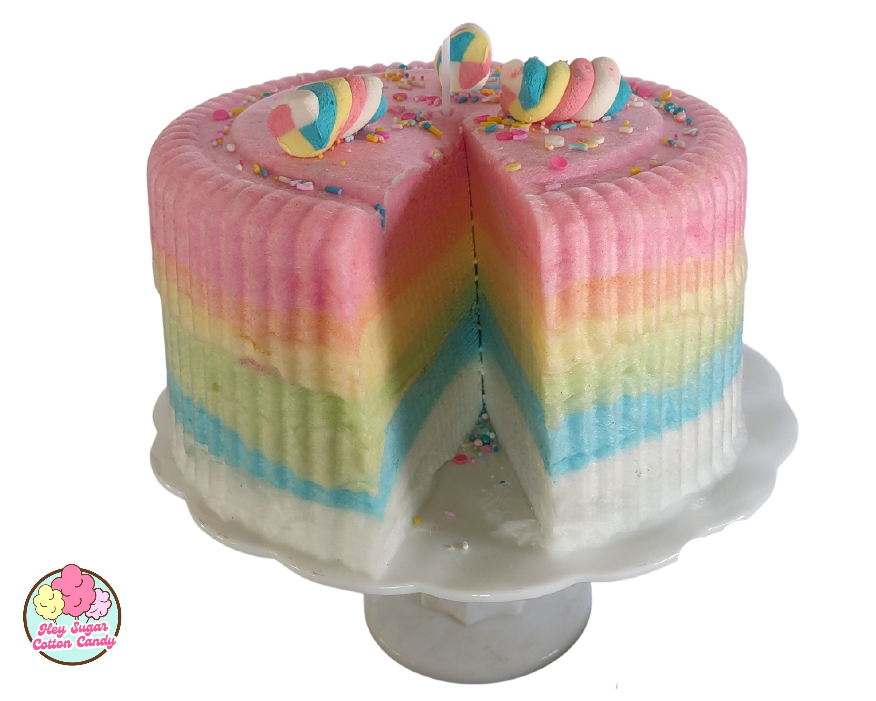 Amazon.com: DGP Rainbow Cotton Candy Cake Birthday Cake Celebration Cake :  Grocery & Gourmet Food