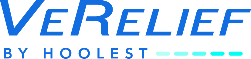 'Logo of VERELIEF by HOOLEST with stylized text and dots.'