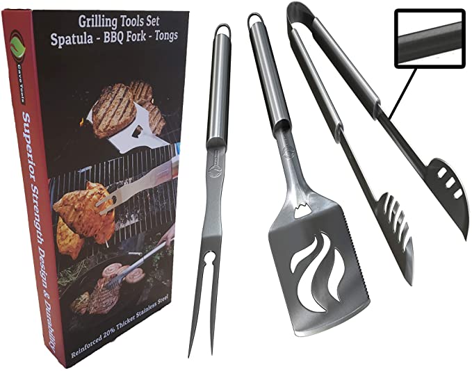 Heavy Duty Bbq Tools Set With Spatula Tongs And Fork Cave Tools