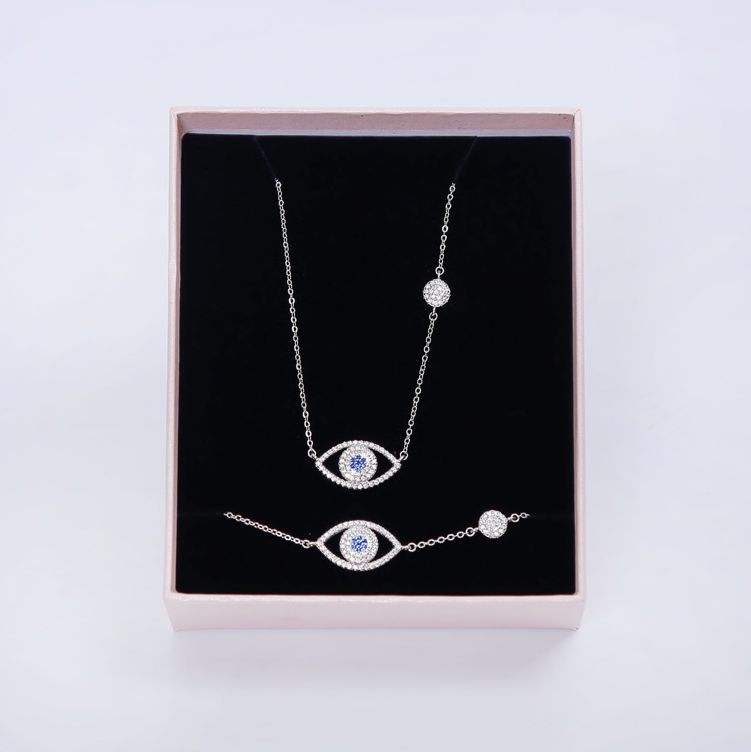 Sterling Silver Evil Eye Set with Flower Bouquet