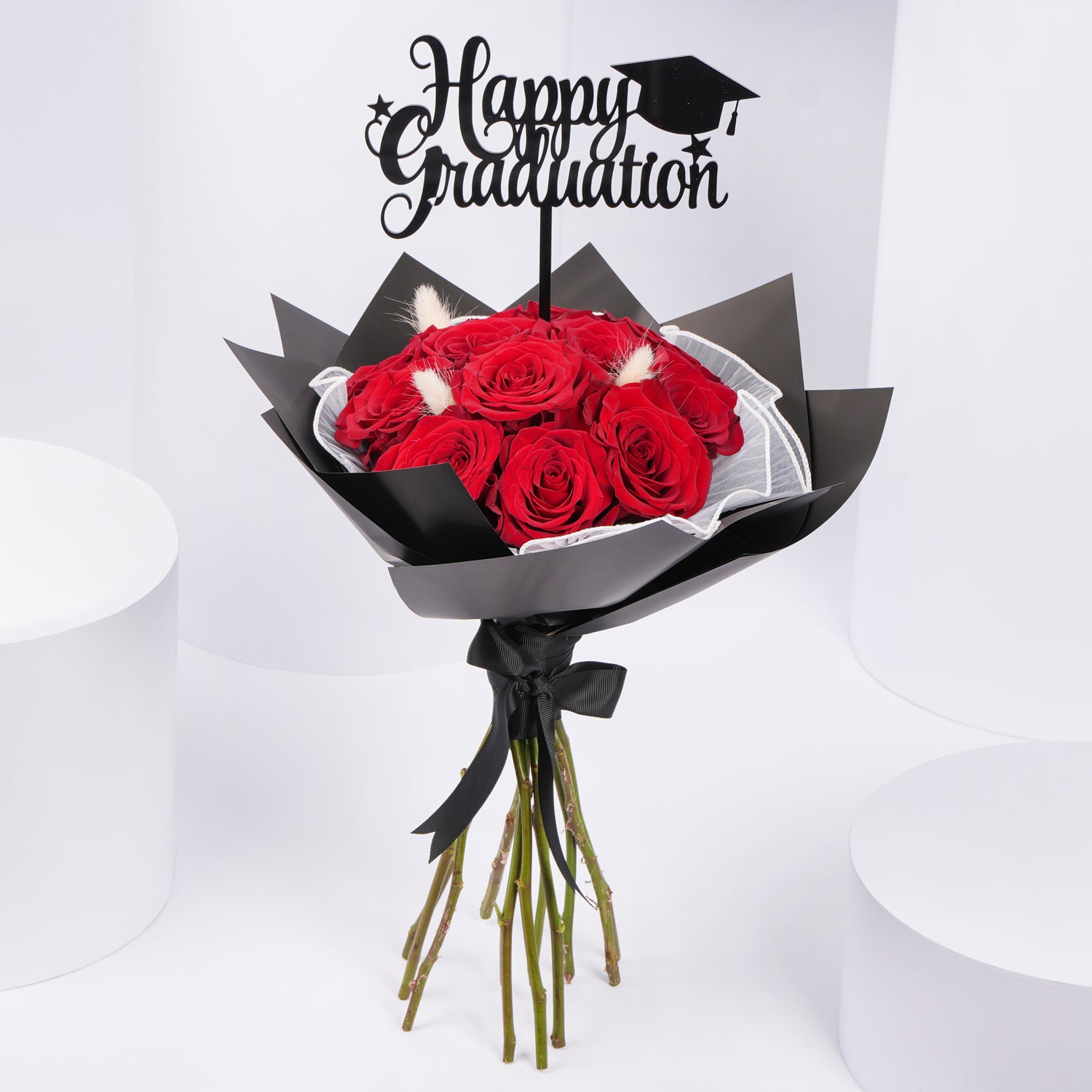 10 Red Roses Flower Bouquet for Graduation