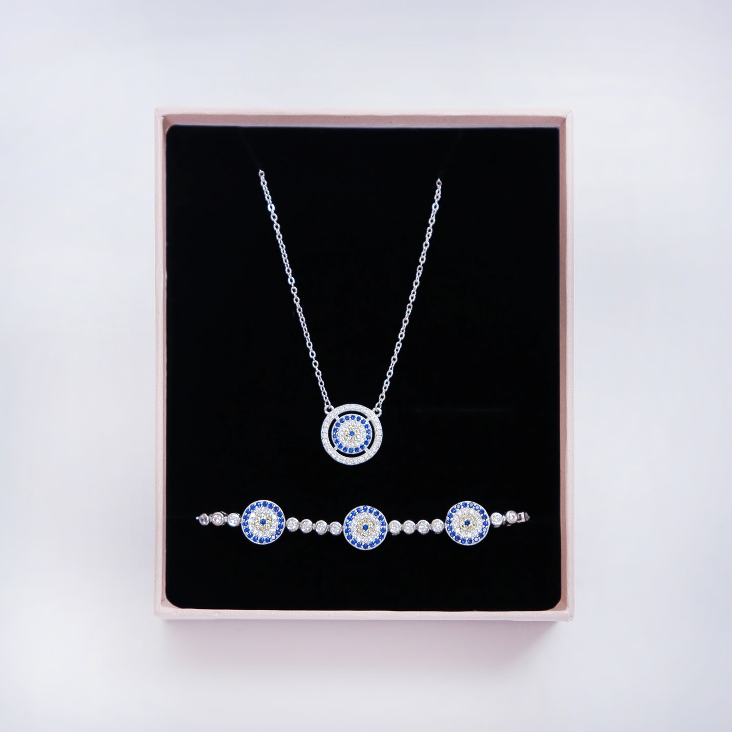 Sterling Round Silver Evil Eye Set