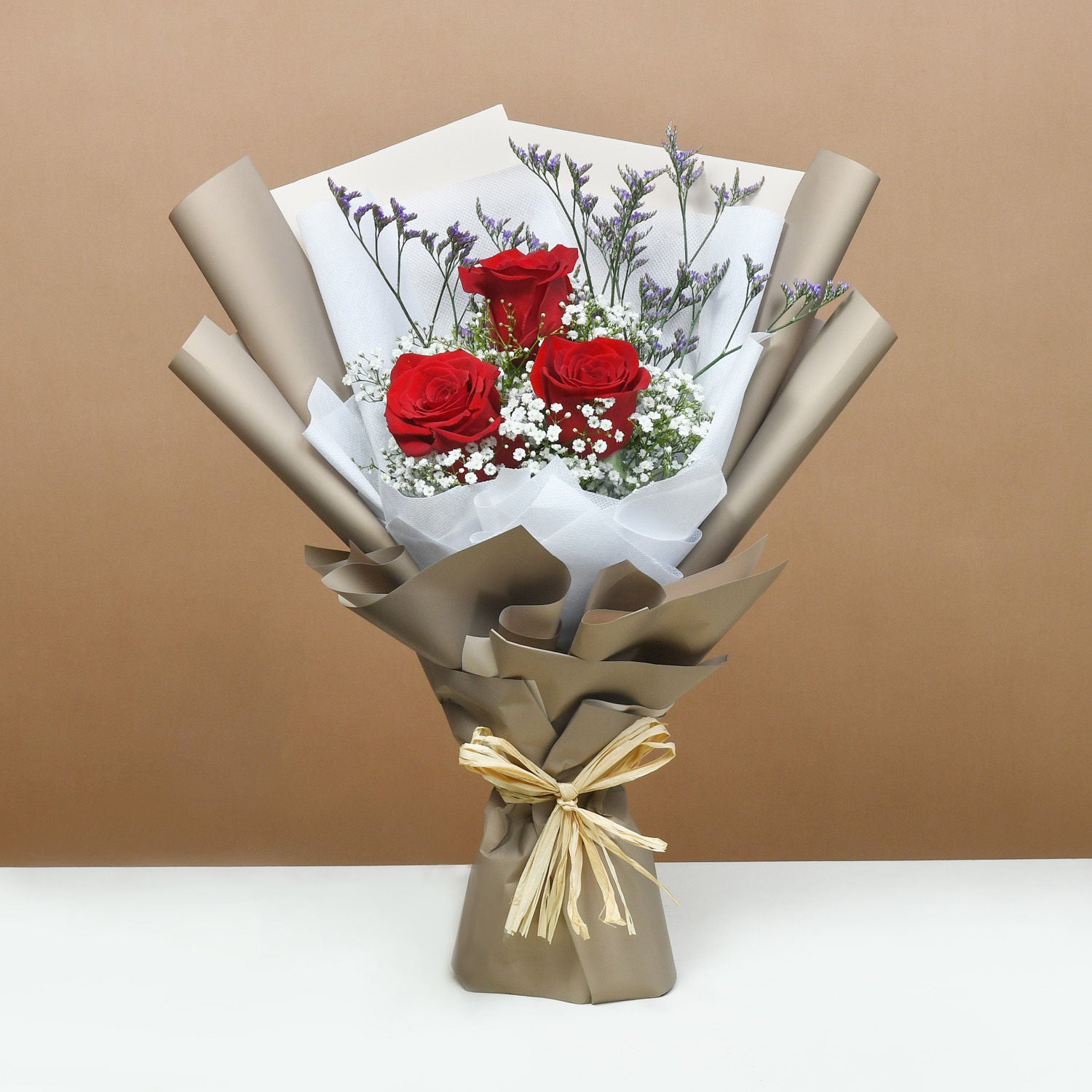 3 Red Rose Hand Bouquet