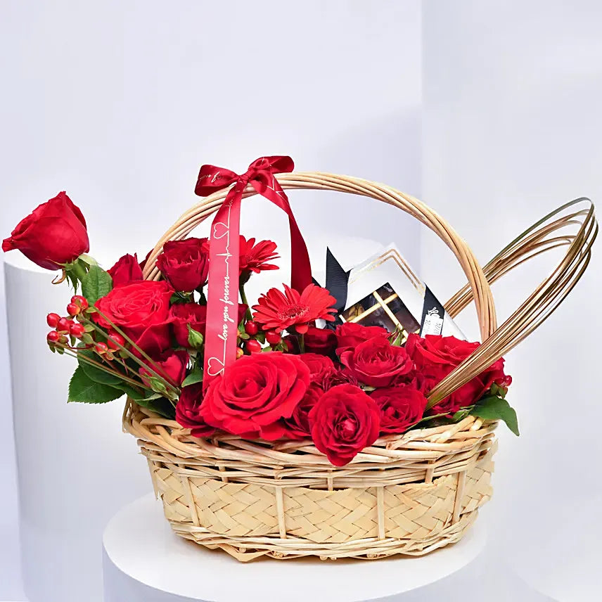 9 Assorted Chocolates From Empire Chocolate & Rose Affair Basket