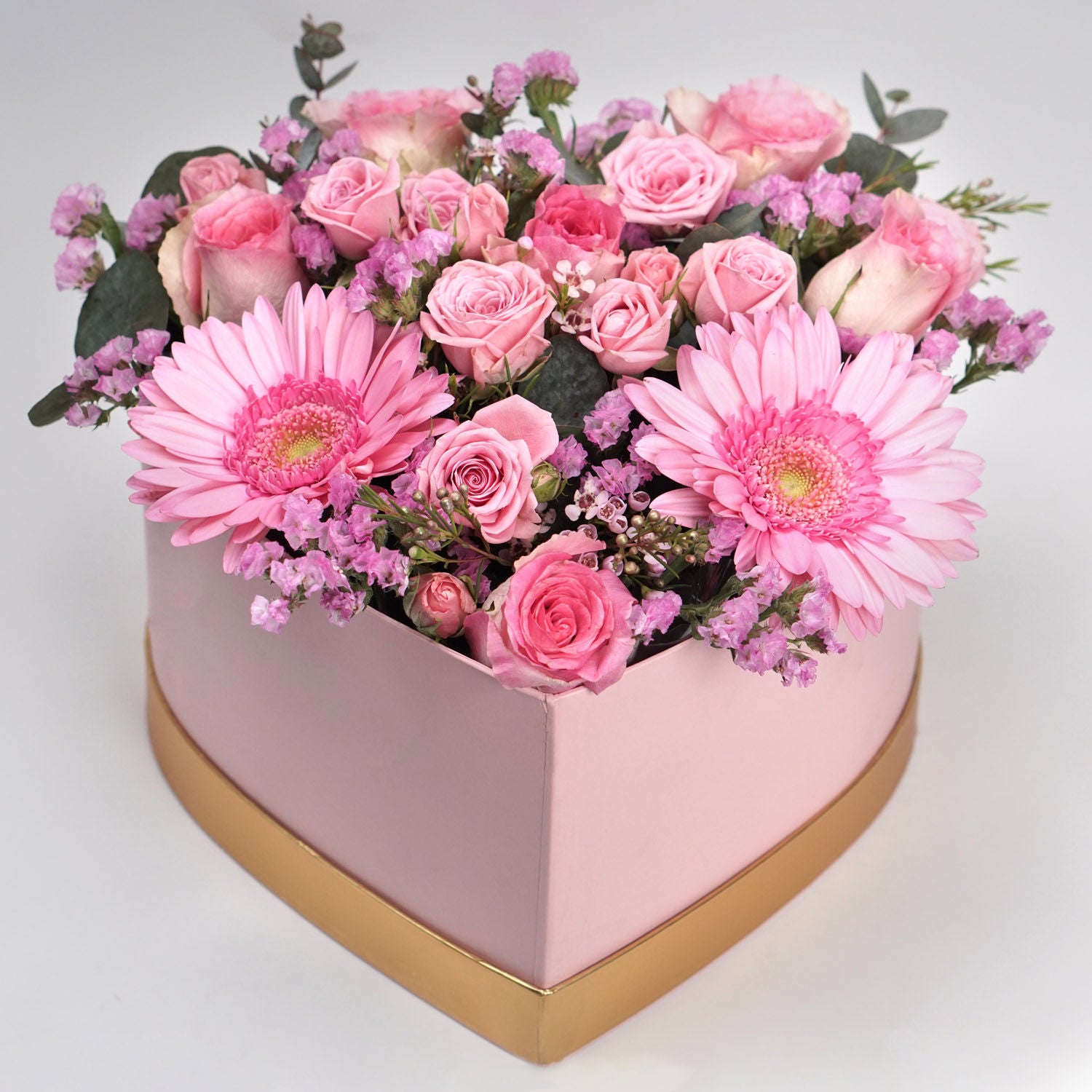 Blissful Mixed Flowers Heart Shaped Box