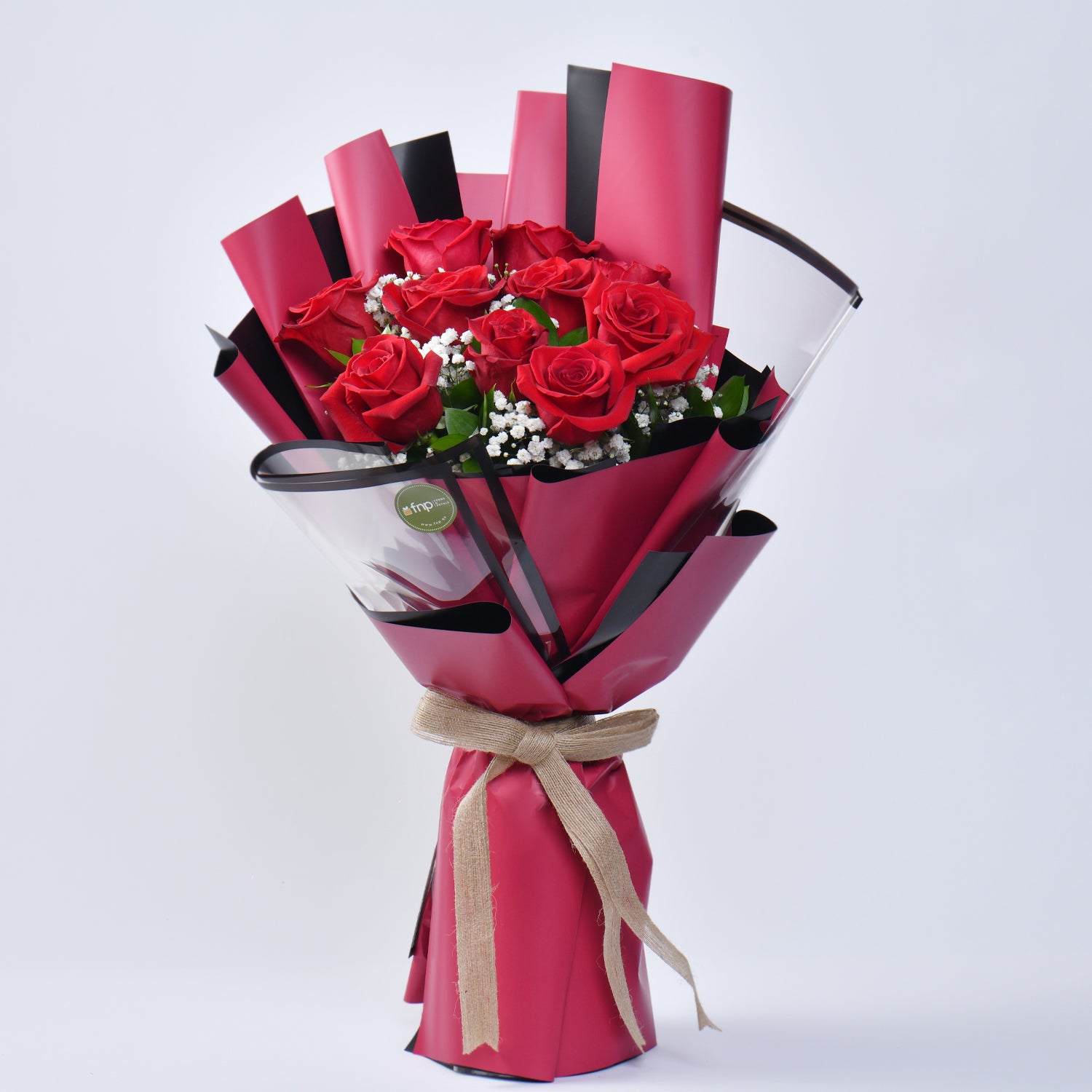 10 Red Color Roses Hand Bouquet