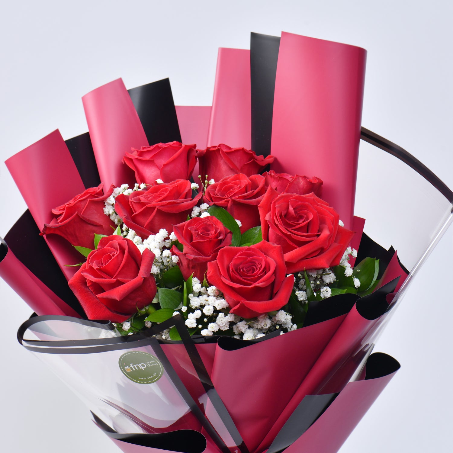 10 Red Color Roses Hand Bouquet