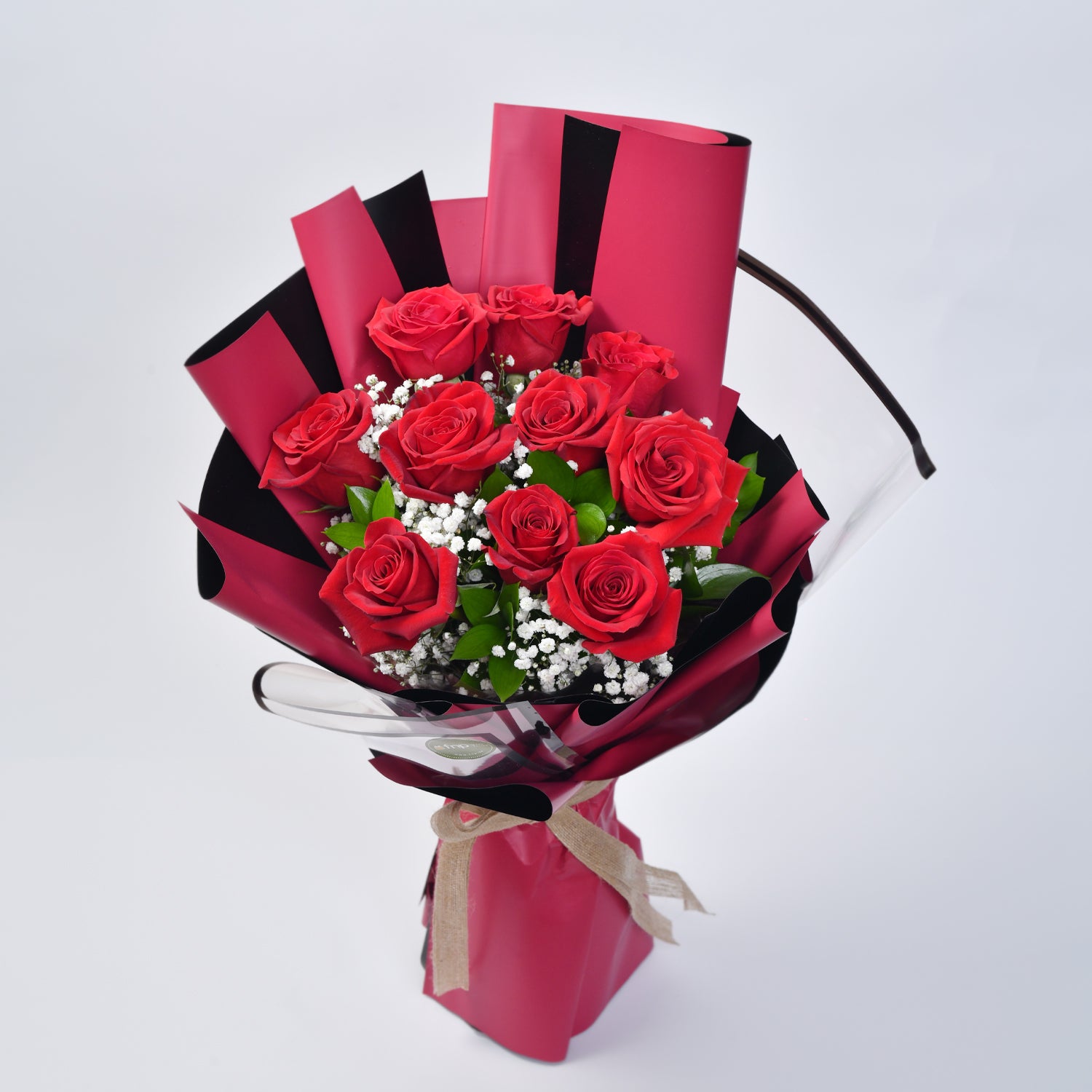 10 Red Color Roses Hand Bouquet