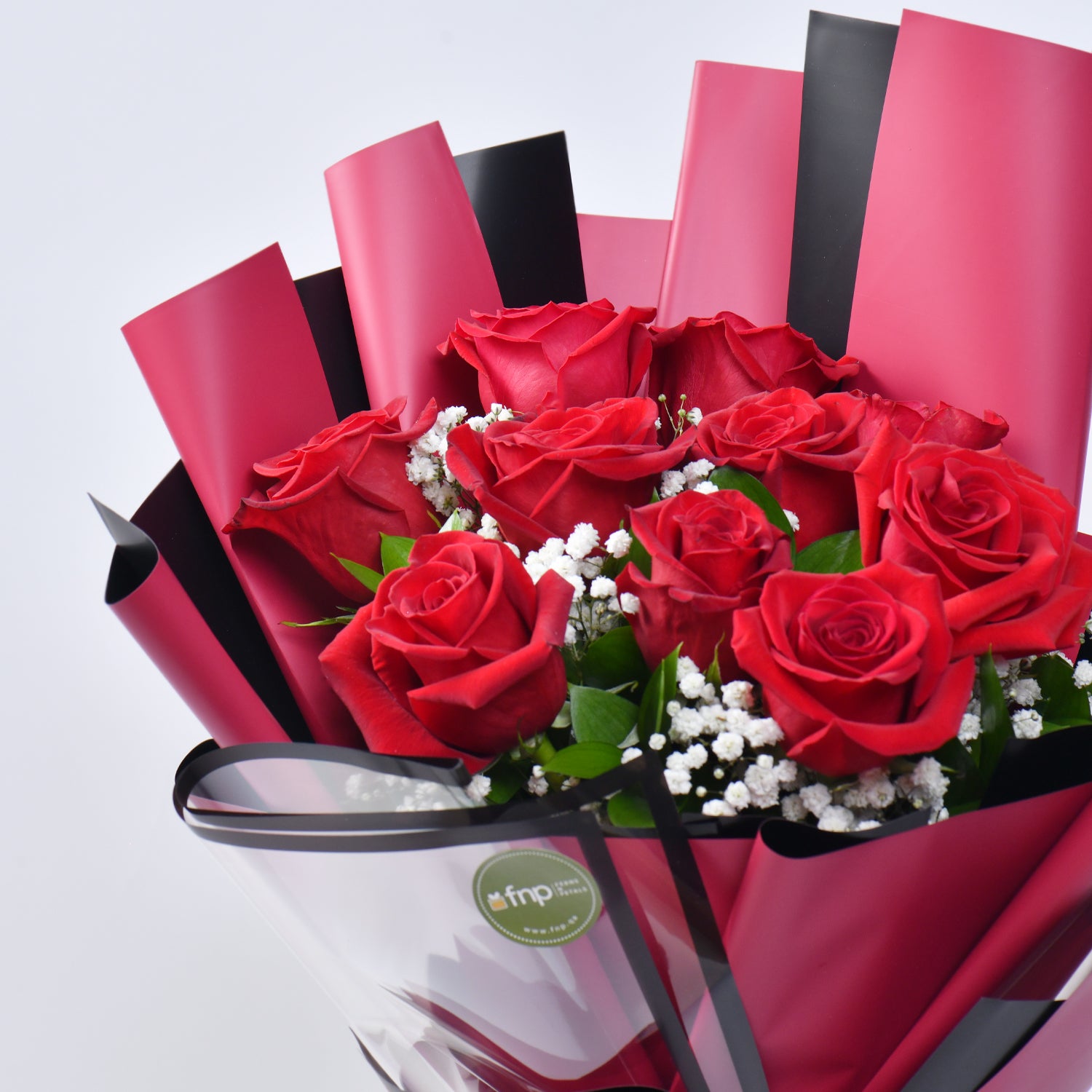 10 Red Color Roses Hand Bouquet