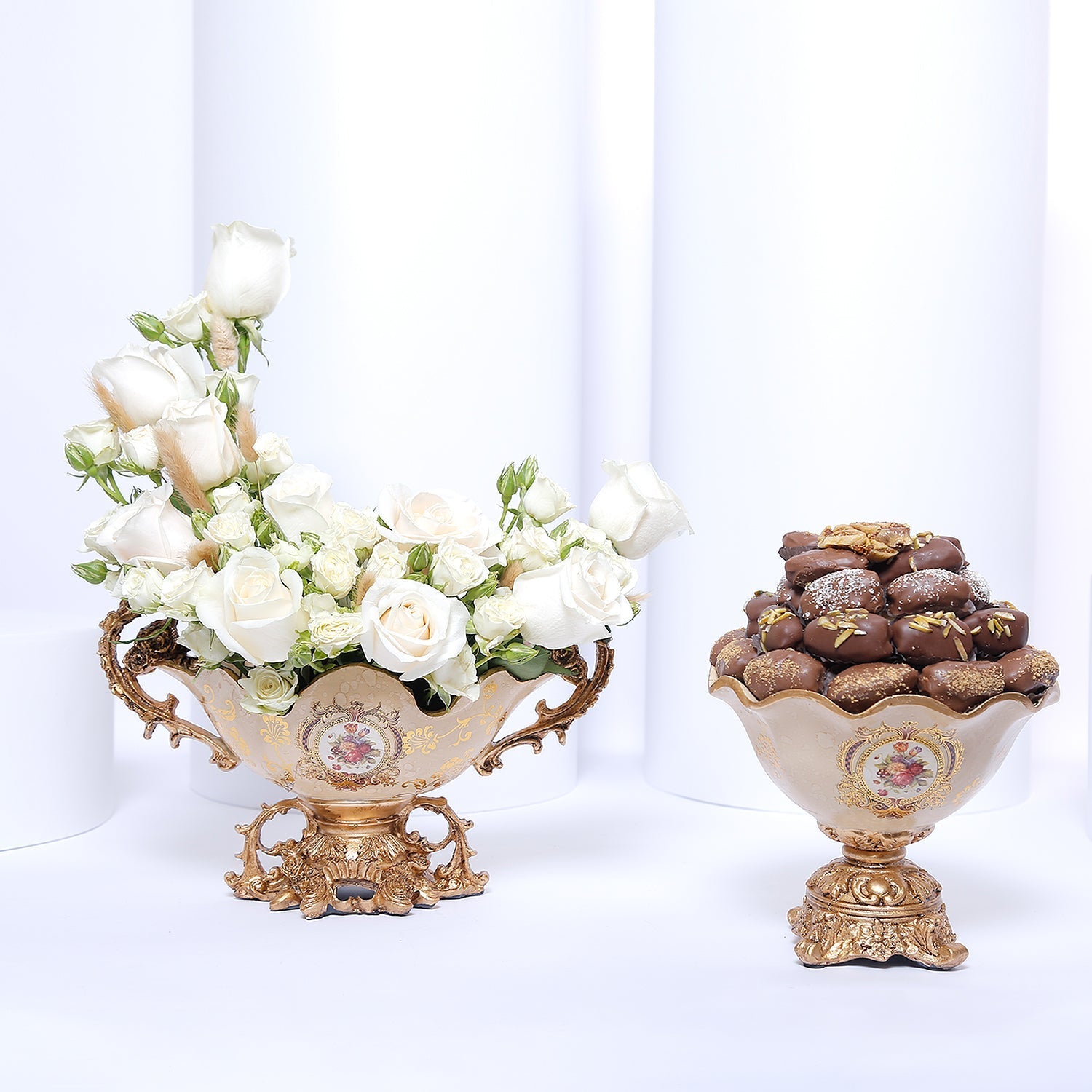 Flowers N Chocolate Coated Dates For Eid