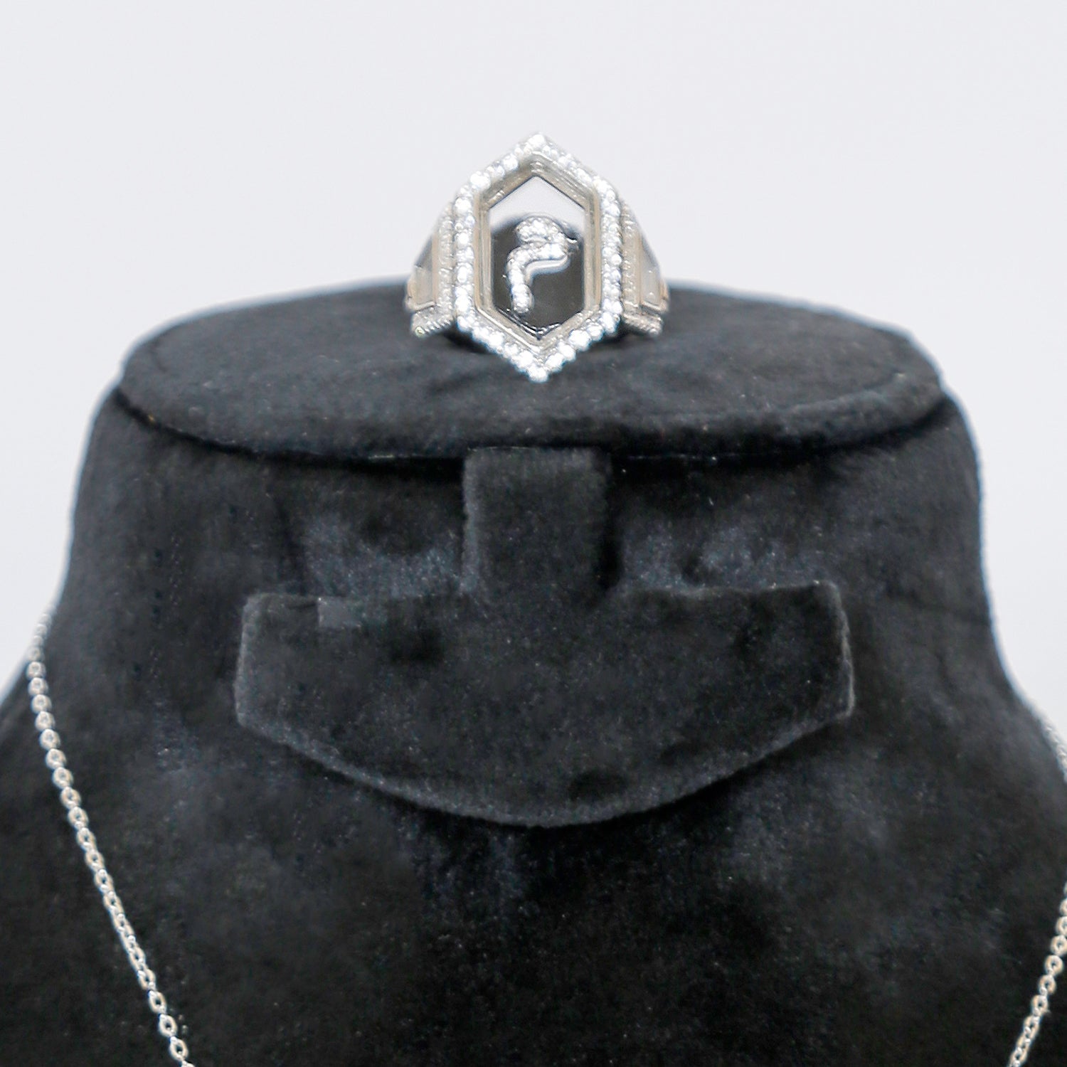 Silver Necklace & Adjustable Ring I Letter M
