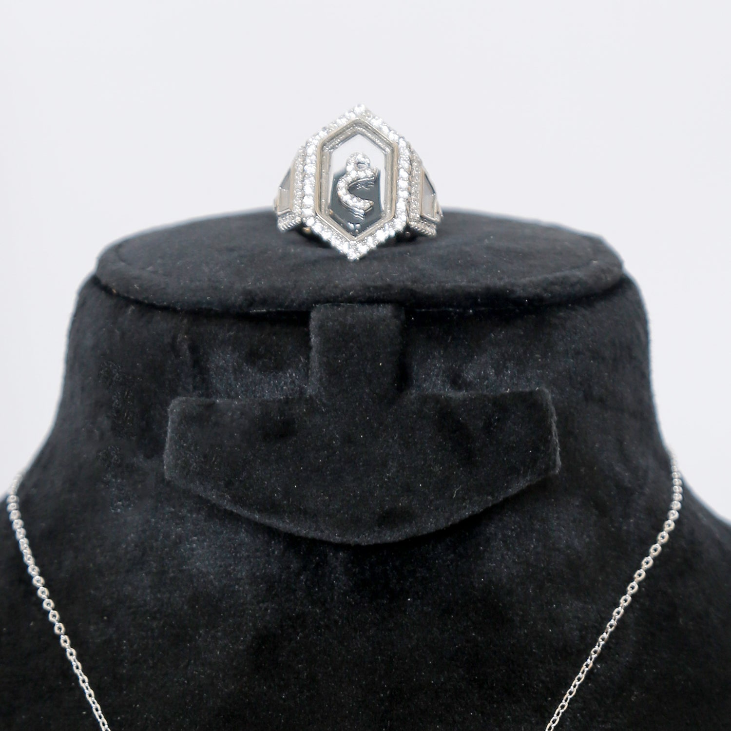 Silver Necklace & Adjustable Ring I Letter ع