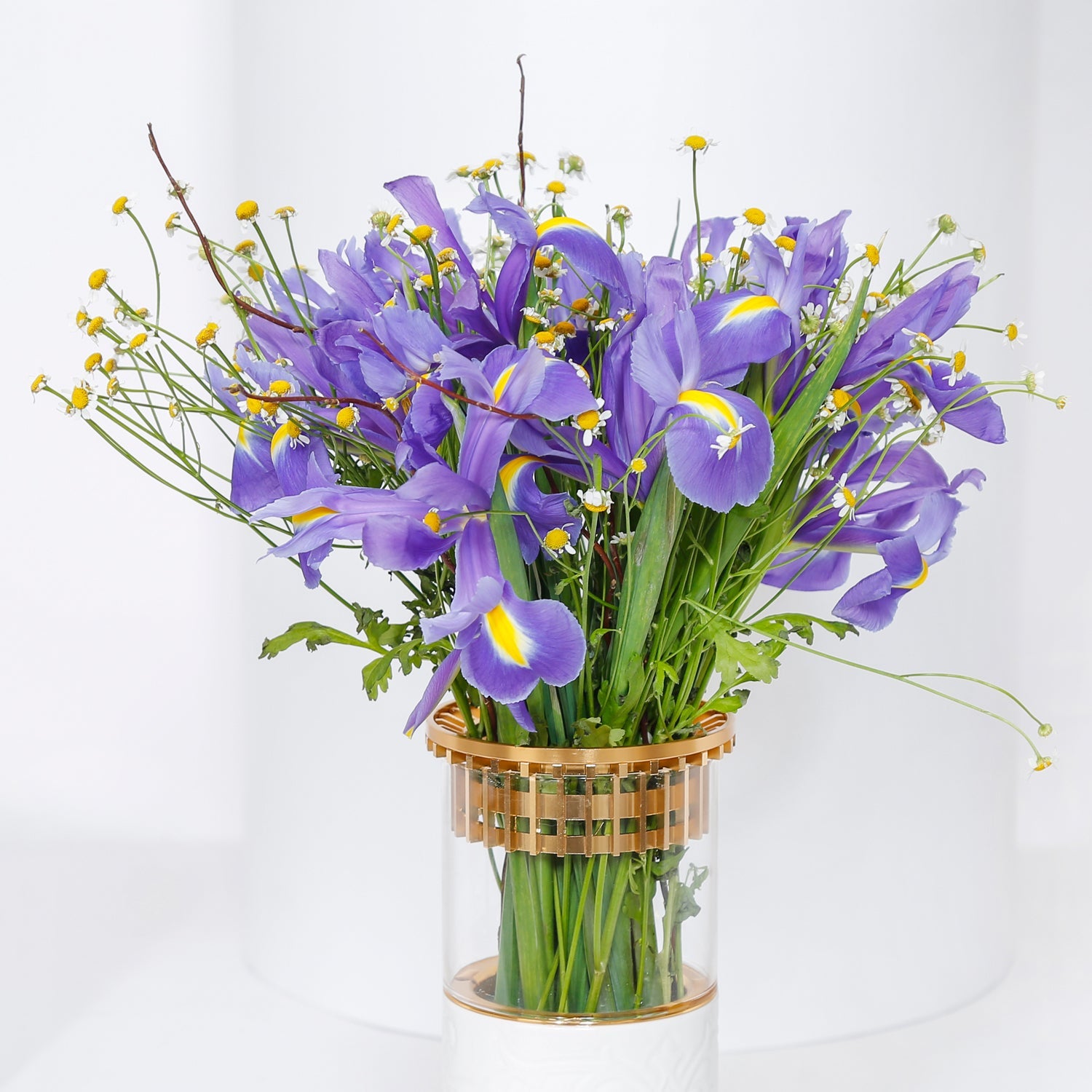 Iris Blue Flower Vase Arrangement