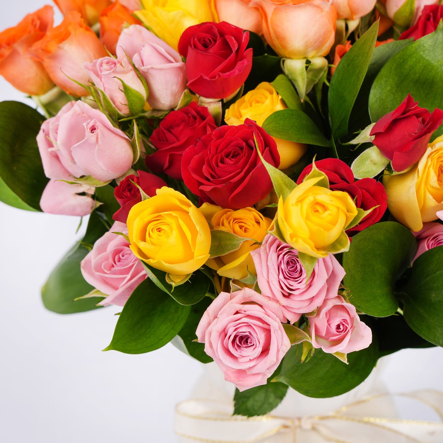 Mixed Color Baby Roses Vase Arrangement | Umrah