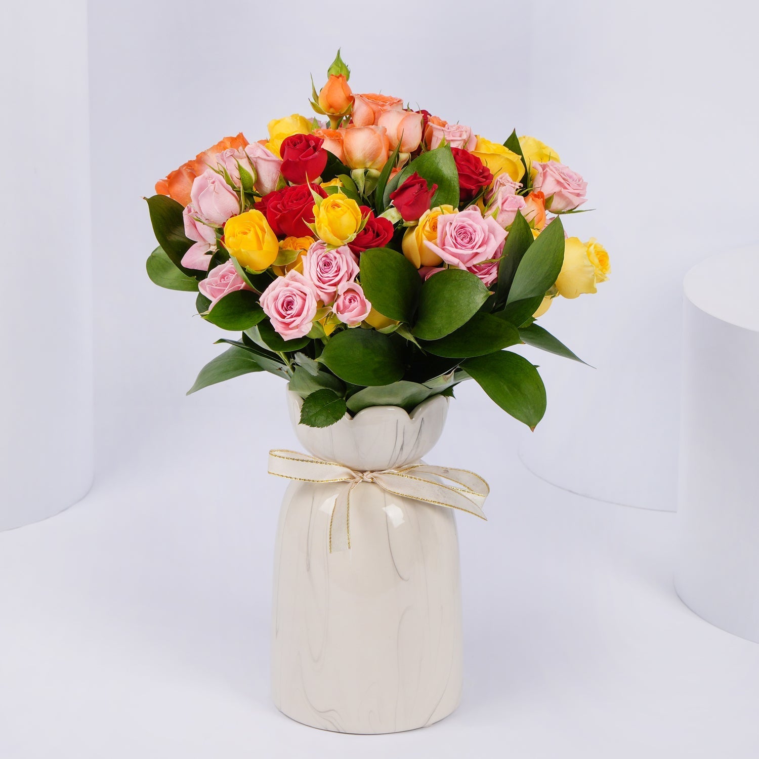 Mixed Color Baby Roses Vase Arrangement | Graduation Day
