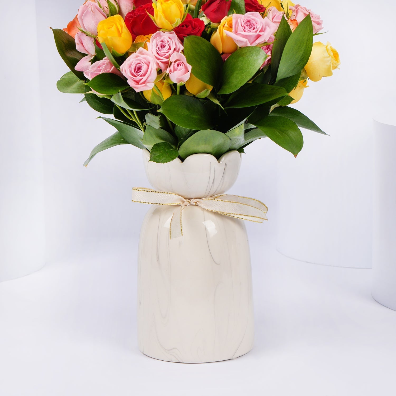 Mixed Color Baby Roses Vase Arrangement | Graduation Day