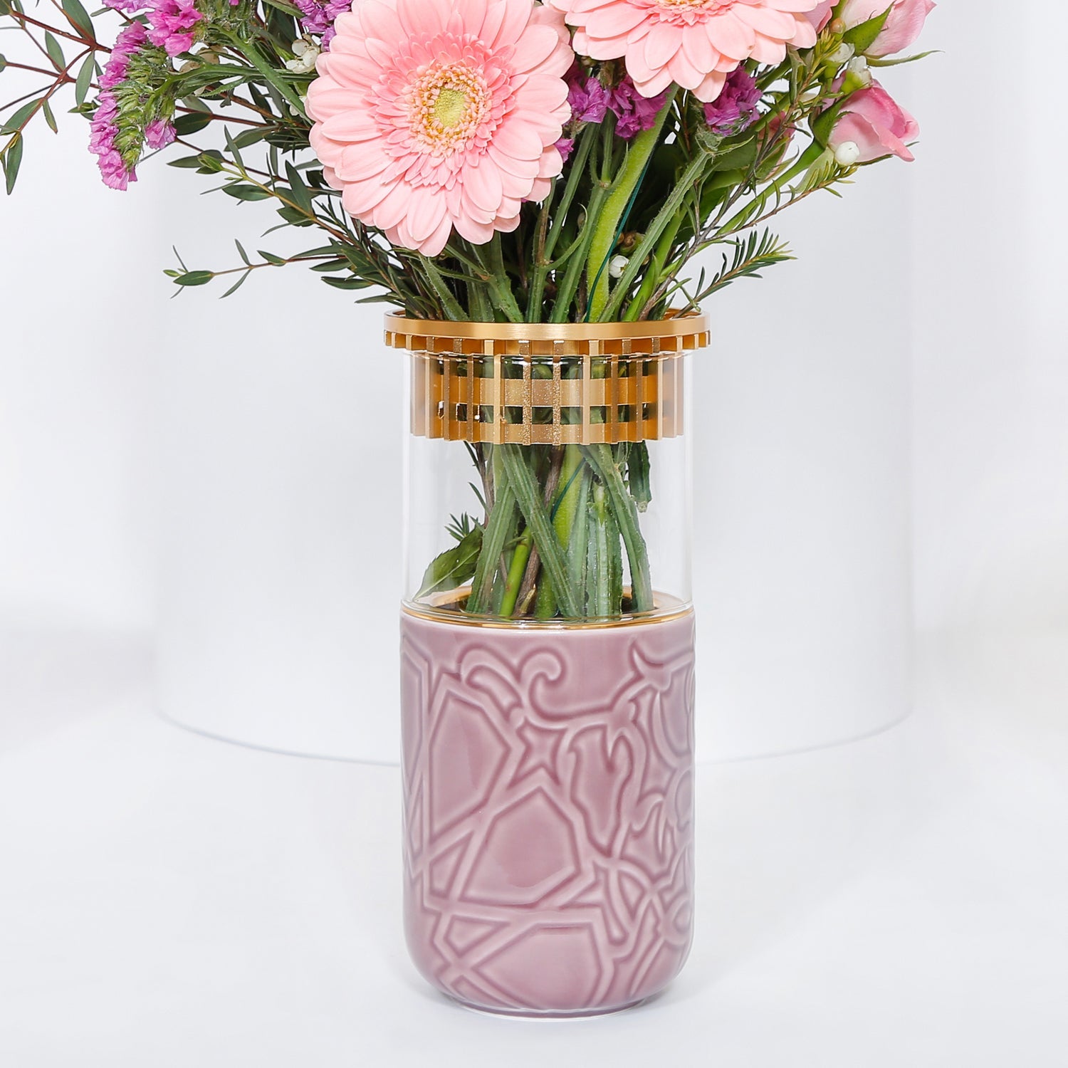 Pink Flowers Vase Arrangement
