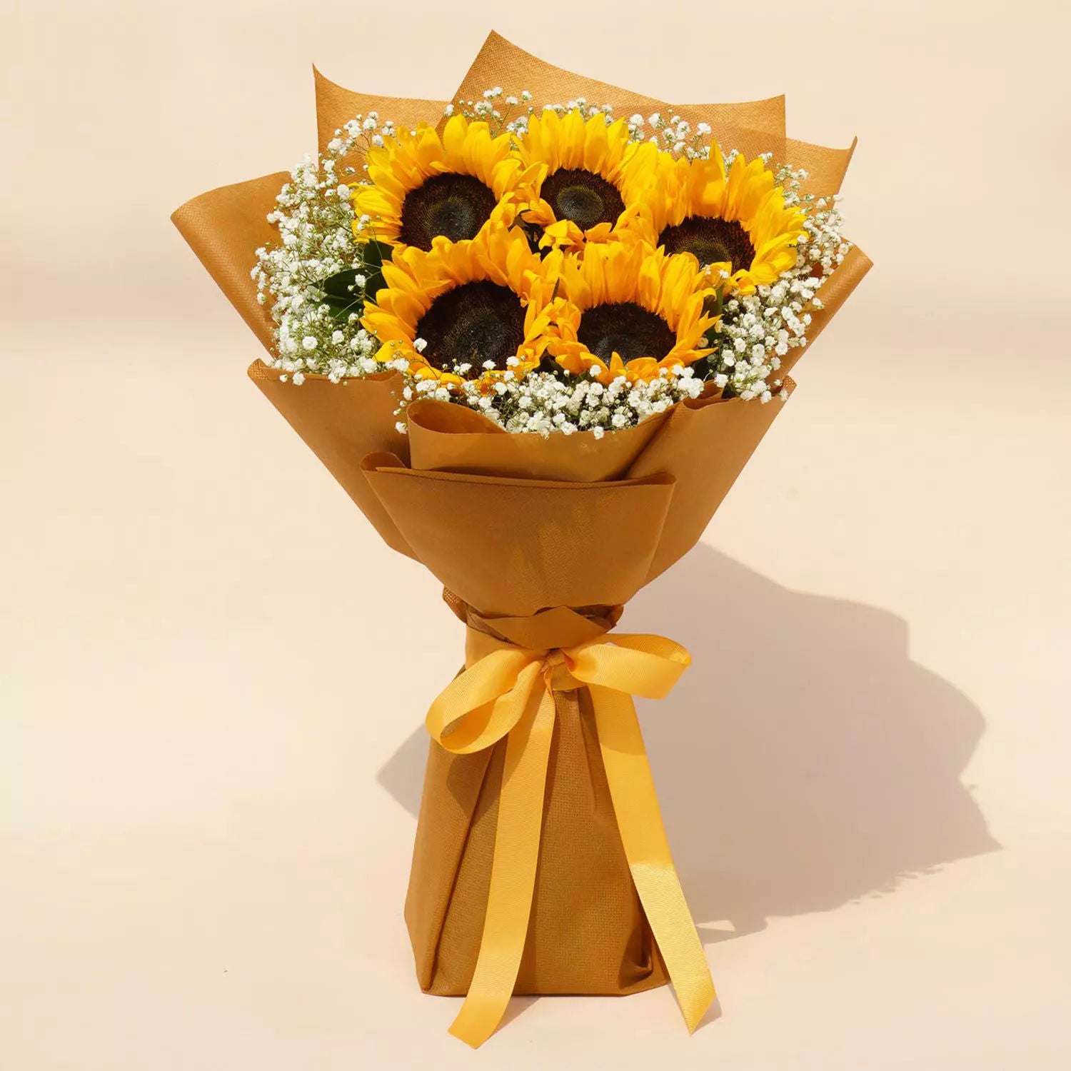 Ravishing Sunflowers Bouquet Beautifully Tied