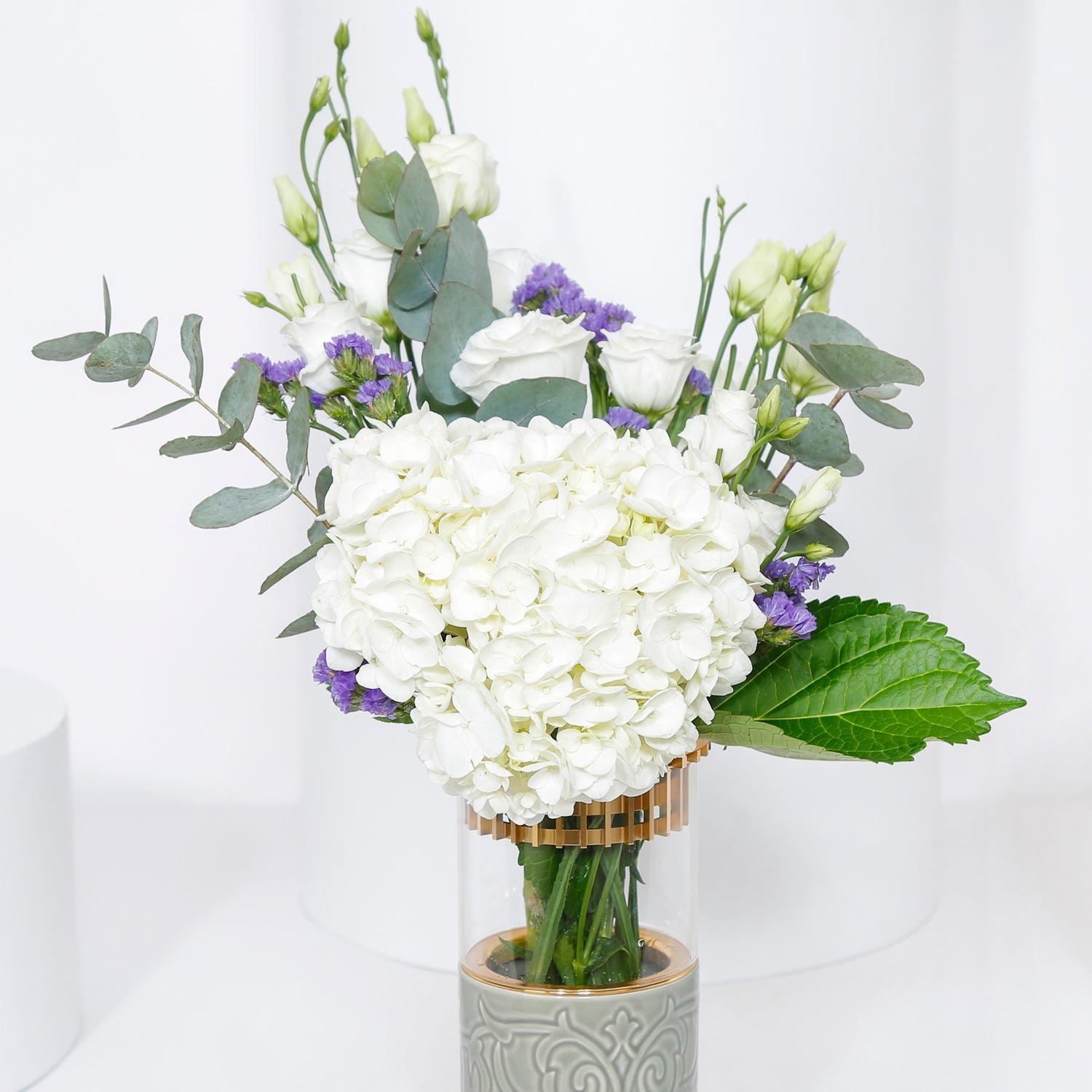 White Hydrangea Vase Arrangement