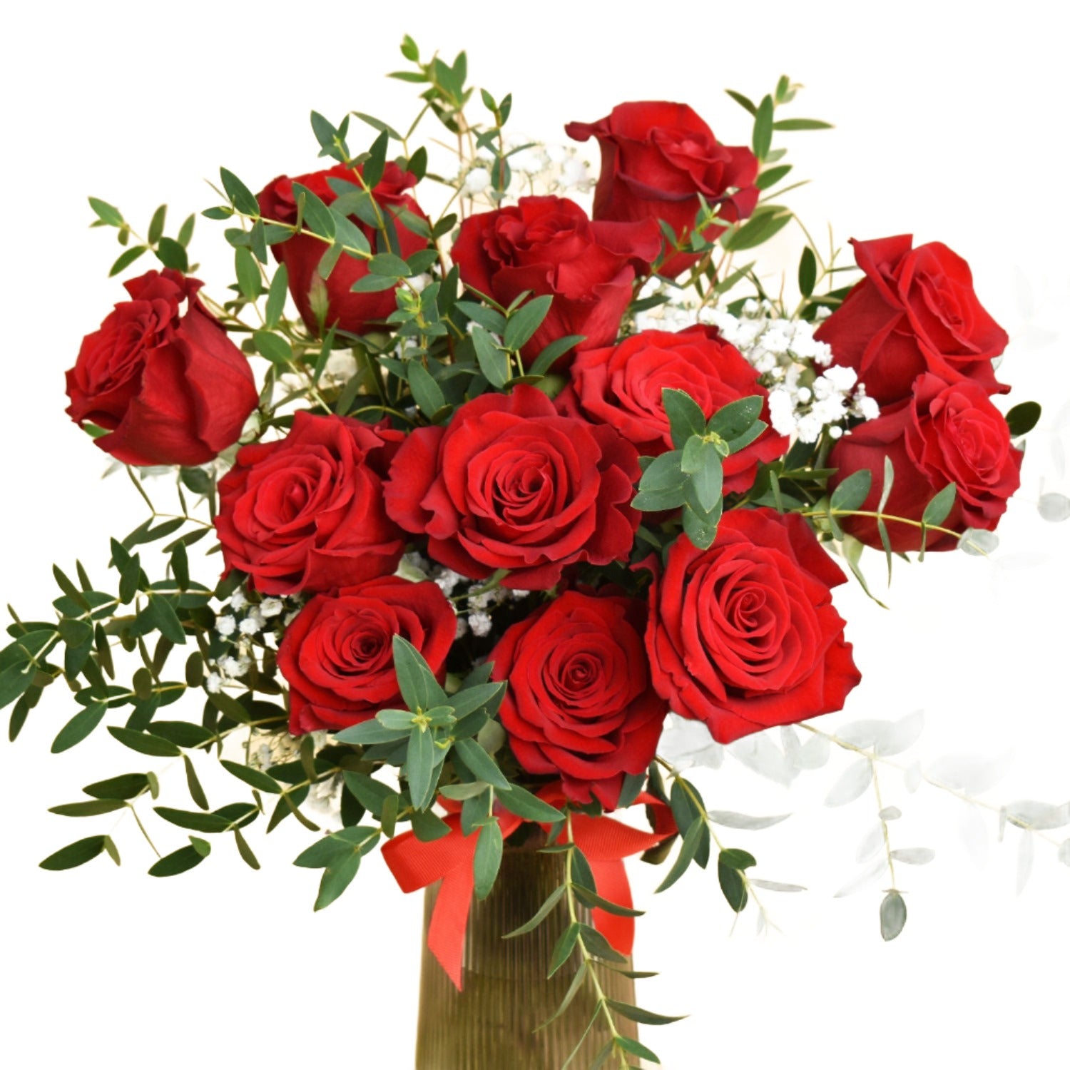 12 Red Roses in Premium Vase