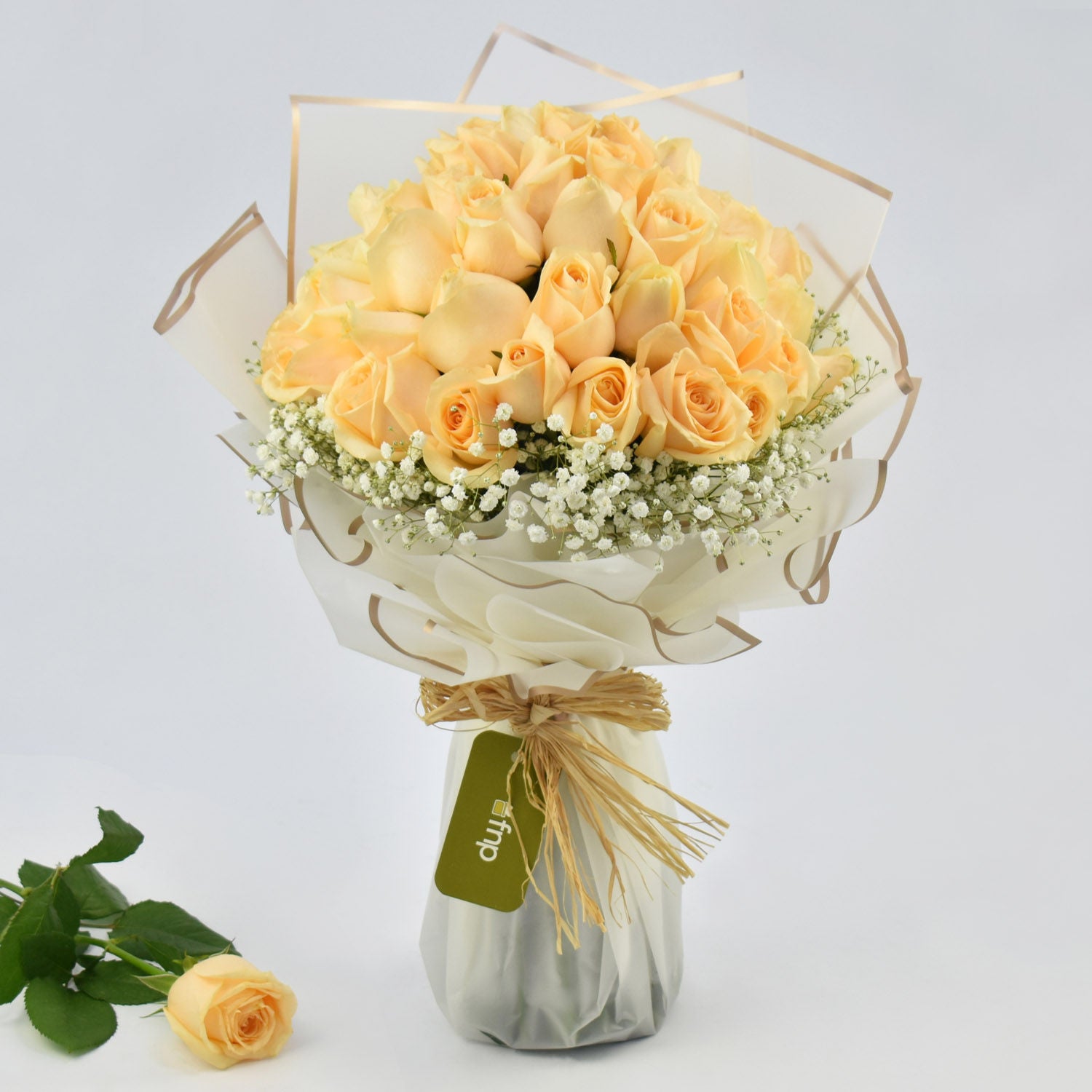 35 Peach Roses Bouquet