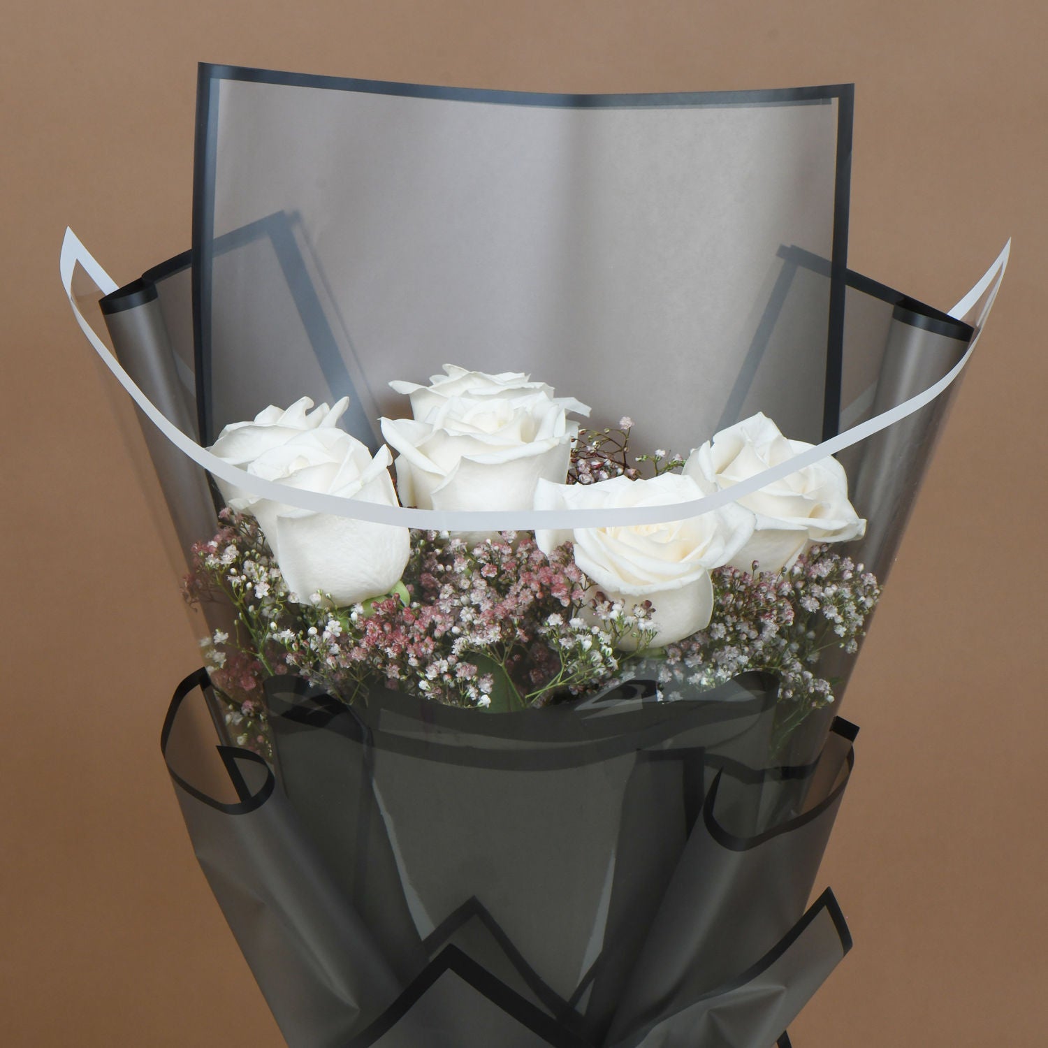 6 White Roses Hand Bouquet
