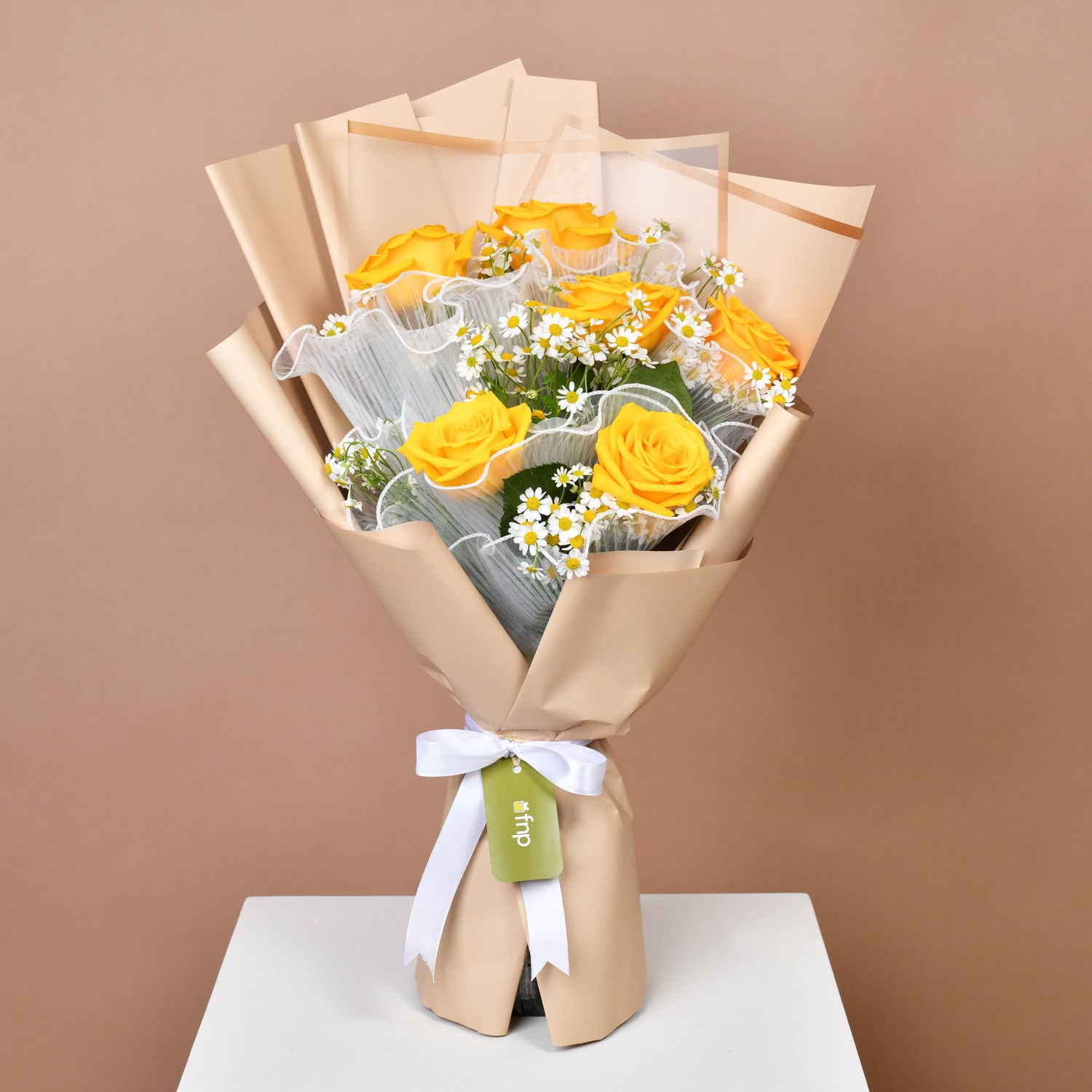 6 Yellow Roses Hand Bouquet