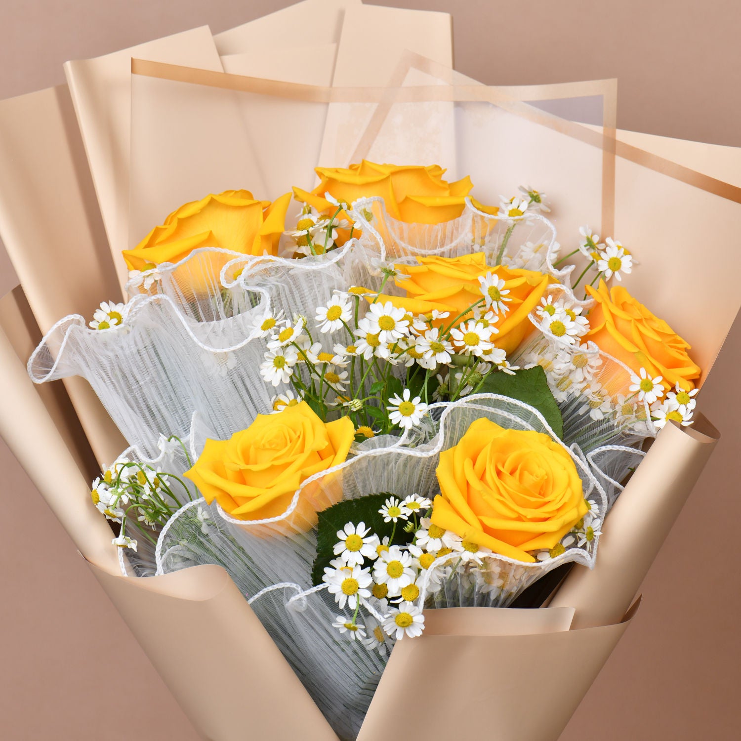 6 Yellow Roses Hand Bouquet