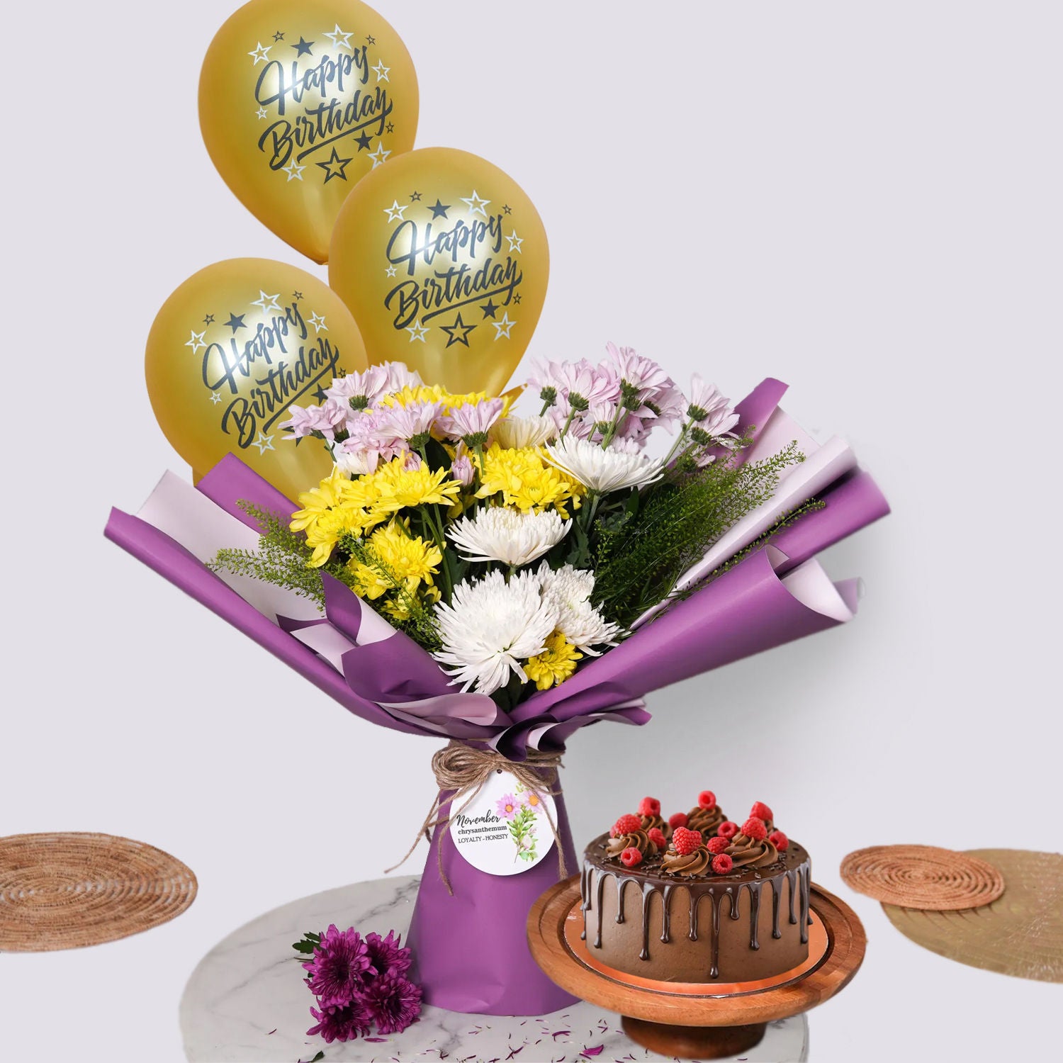 Birthday Flower N Cake Combo