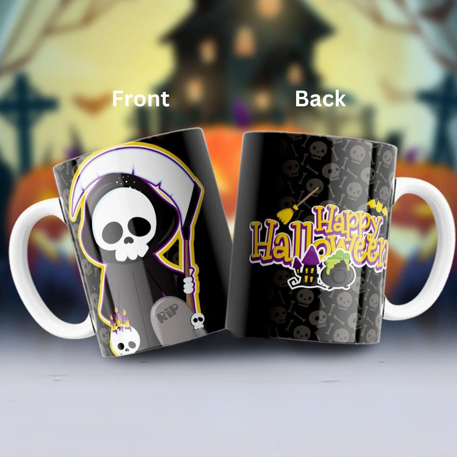 Black Theme Happy Halloween Mug