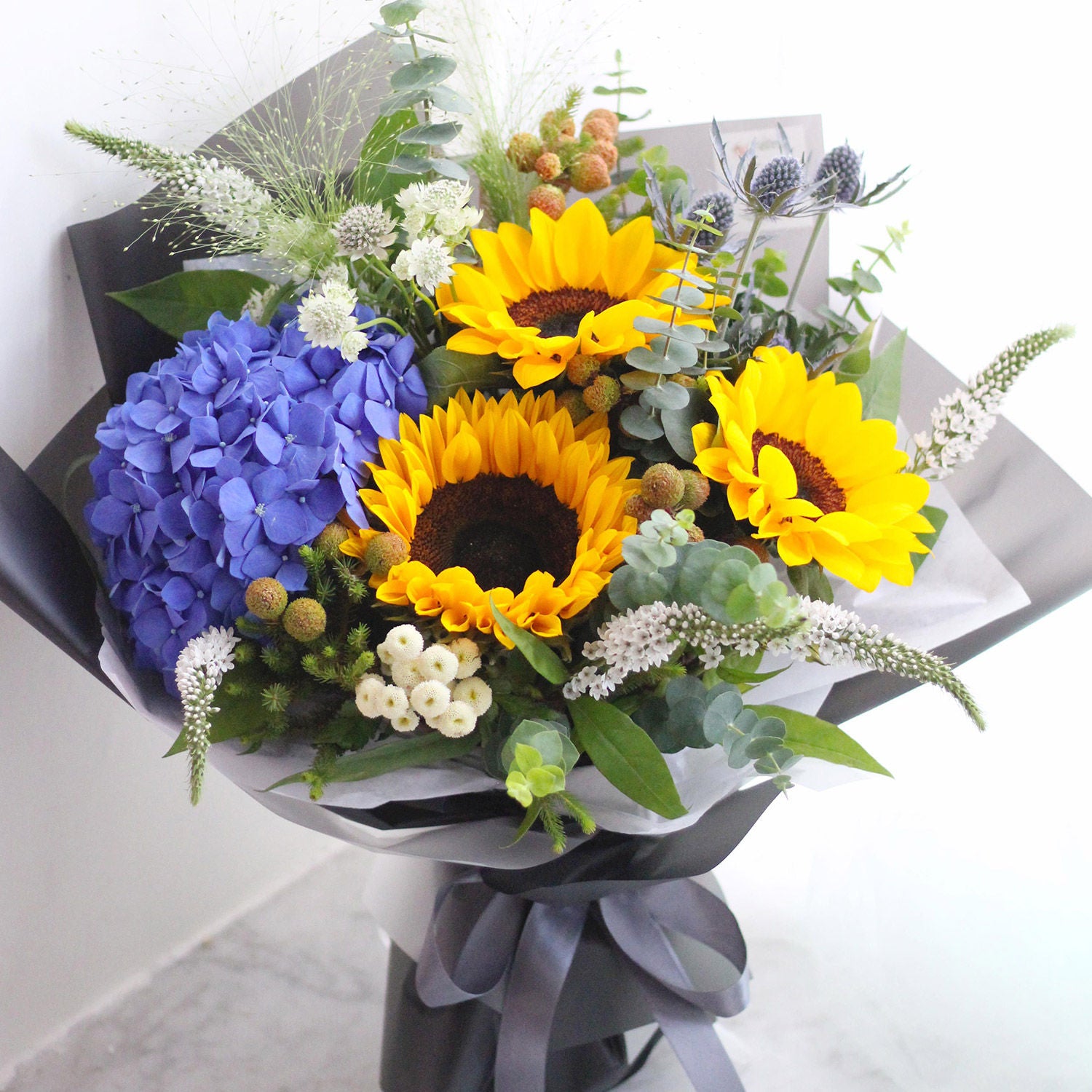 Blooming Mixed Flowers Beautifully Wrapped Bouquet